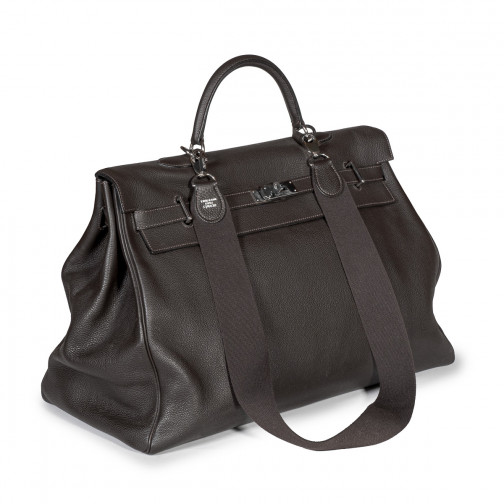 Louis Vuitton 3 valise demi-souple et extensible avec ceinture rigide en  toile Monogram.