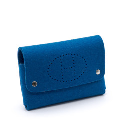 Pochette papiers en laine bouillie bleue éléctrique